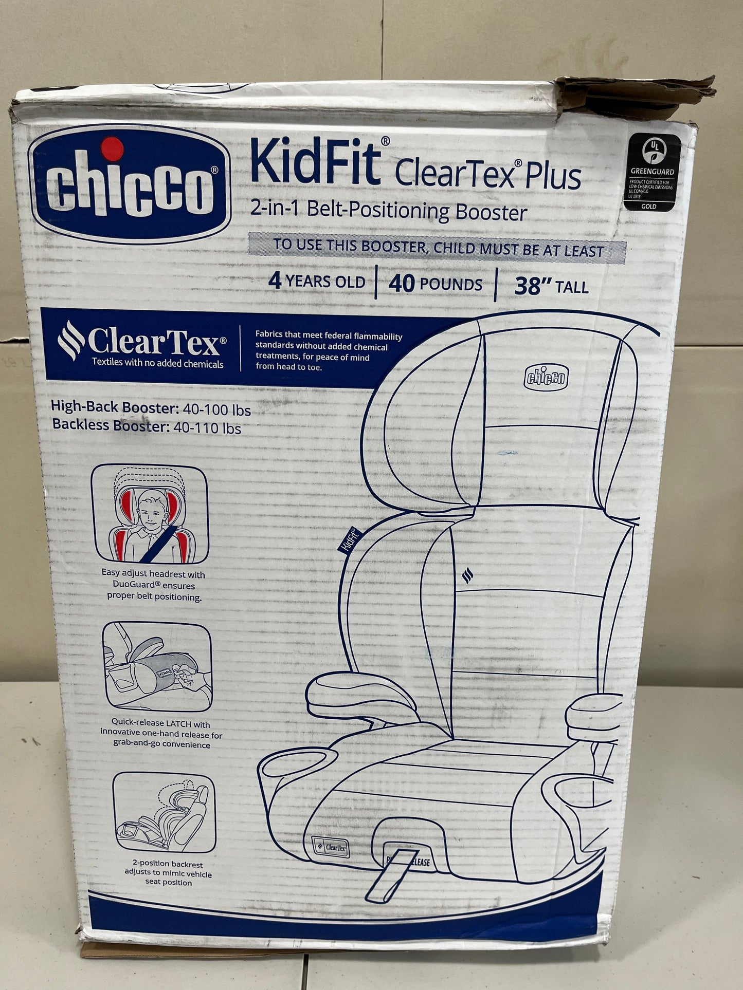Chicco KidFit ClearTex Plus 2-in-1 Belt-Positioning Booster Car Seat, Lilac (Gently Used)