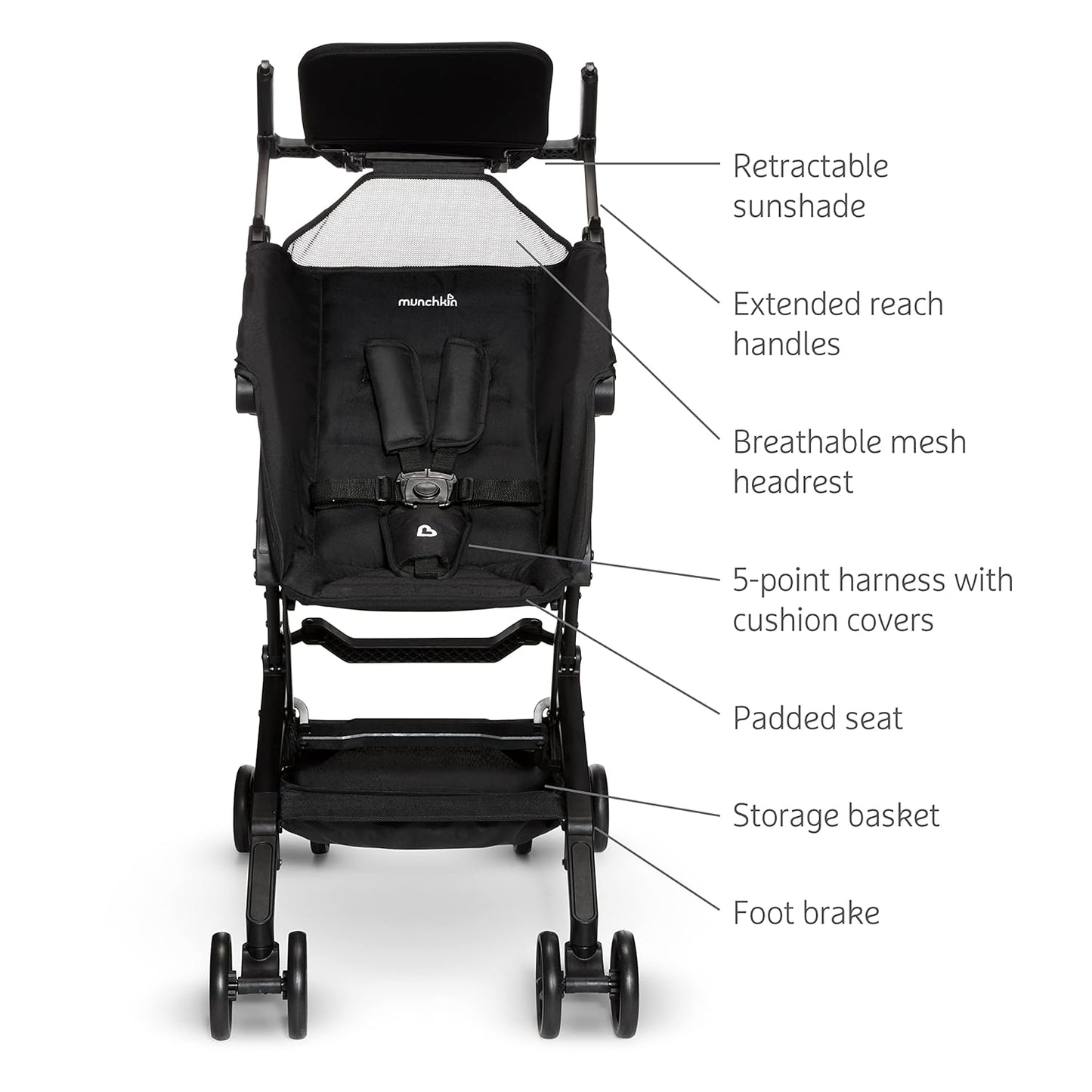 Munchkin Sparrow Travel Ultra Compact Baby Stroller - Black (Gently Used)