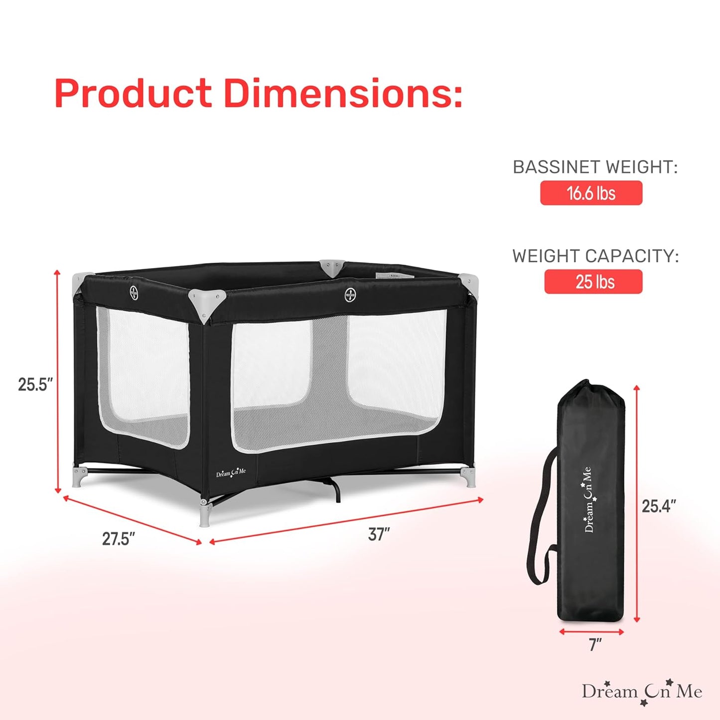 Dream On Me Zodiak Portable Playard - Black (Gently Used)