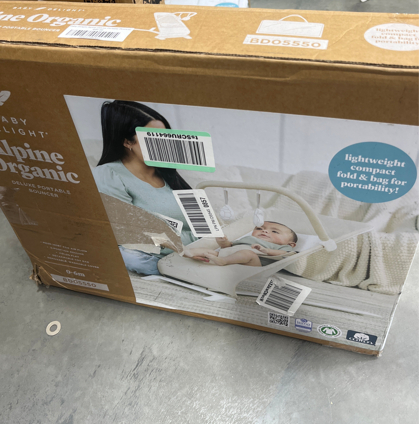 Baby Delight Alpine Deluxe Portable Bouncer - Organic Oat