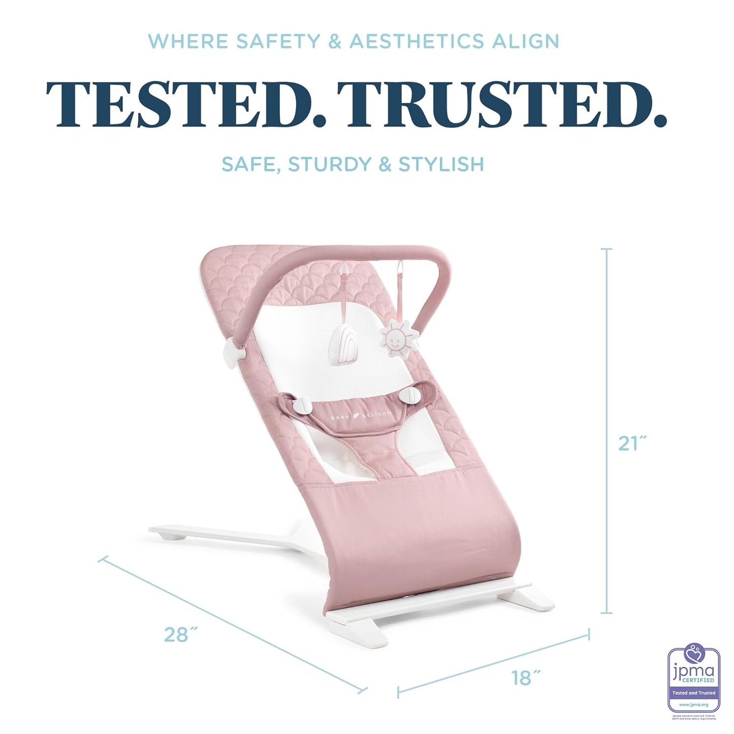 Baby Delight Alpine Deluxe Portable Baby Bouncer - Organic Rose