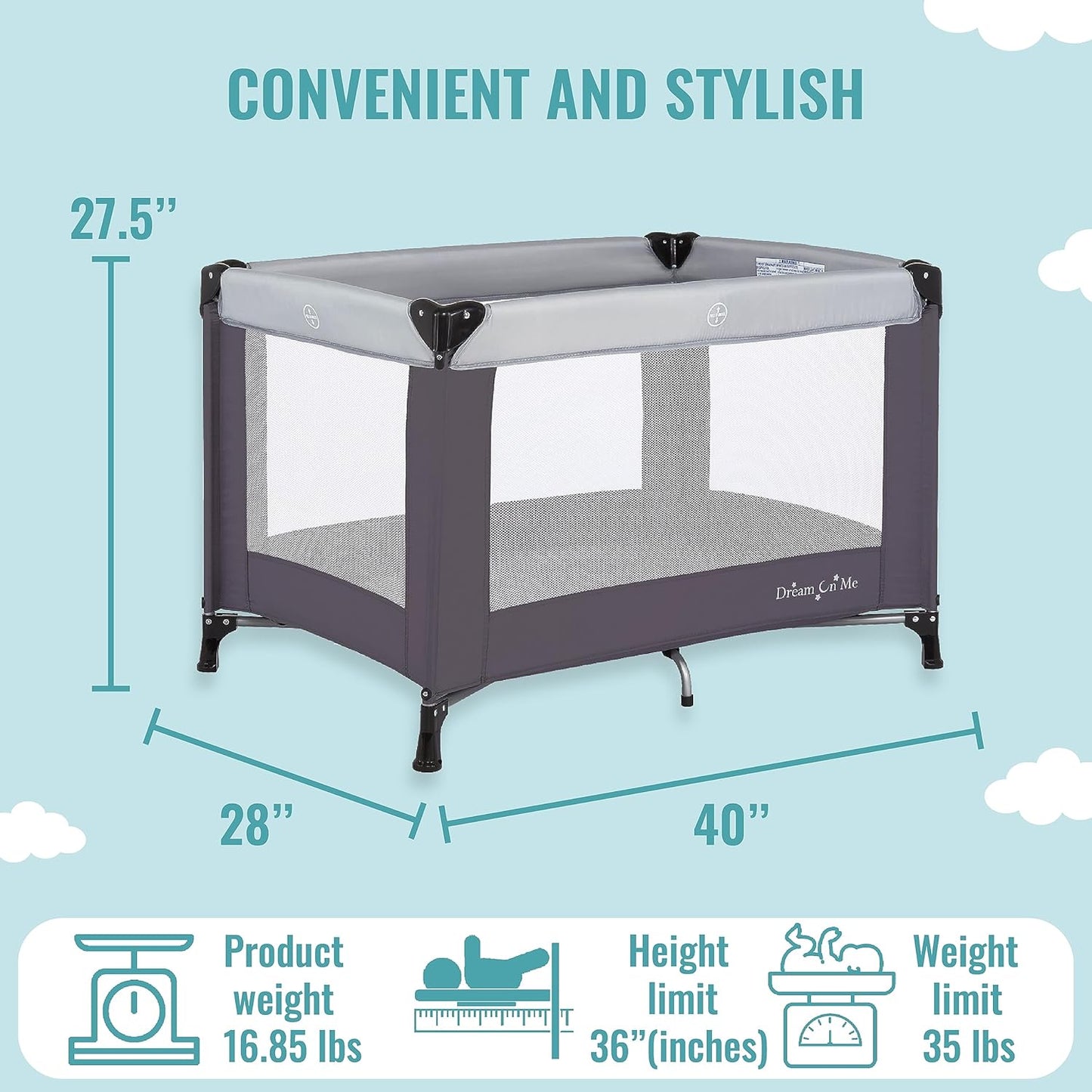 Dream On Me Nest Portable Playard - Grey (Gently Used)