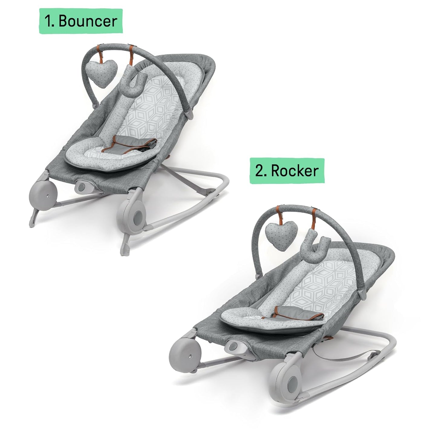Summer Infant 2-in-1 Bouncer & Rocker Duo - Heather Gray (Gently Used)