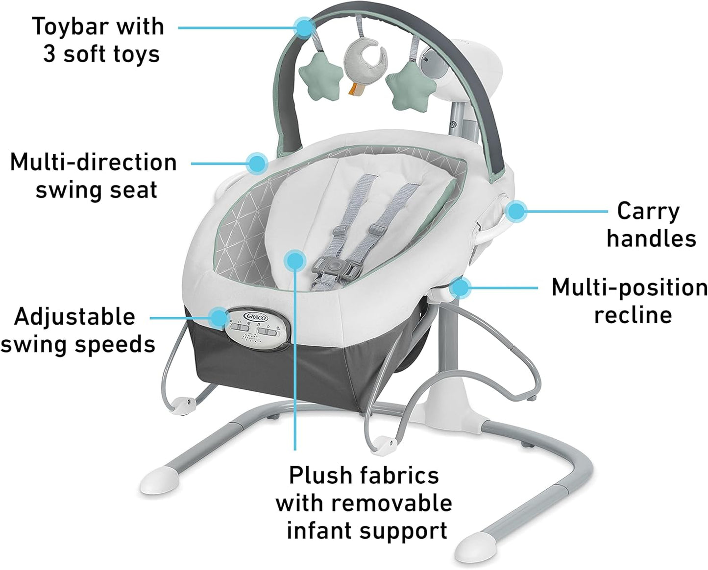 Graco Soothe 'n Sway LX Baby Swing with Portable Bouncer - Derby