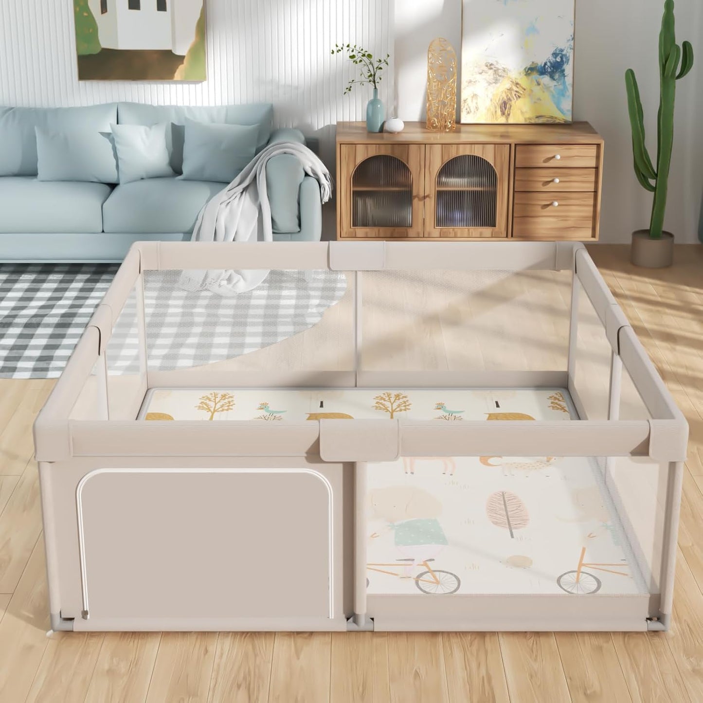 Mloong Baby Extra Large Playpen with Mat - 59x59
