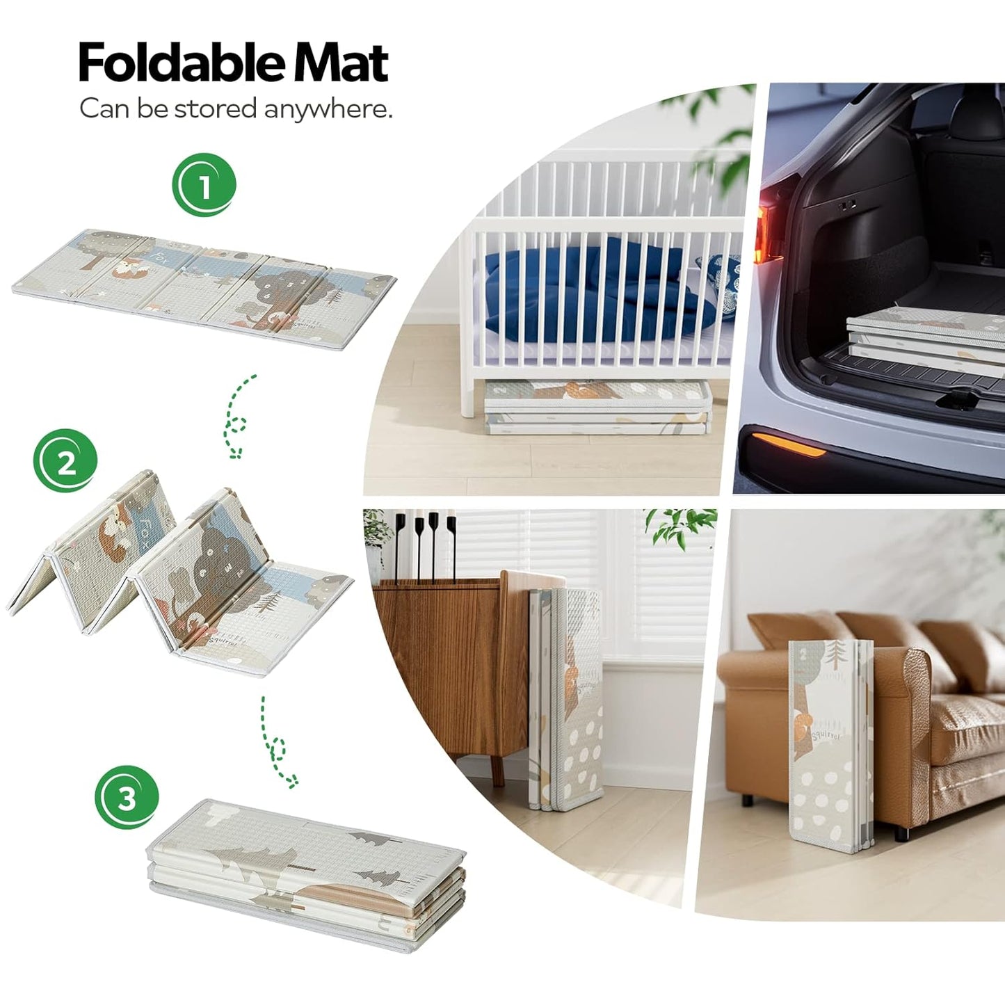 Fodoss Baby Playpen & Playard with Mat - Dark Gray
