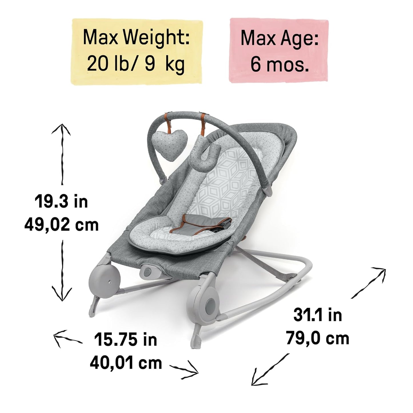 Summer Infant 2-in-1 Bouncer & Rocker Duo - Heather Gray (Gently Used)