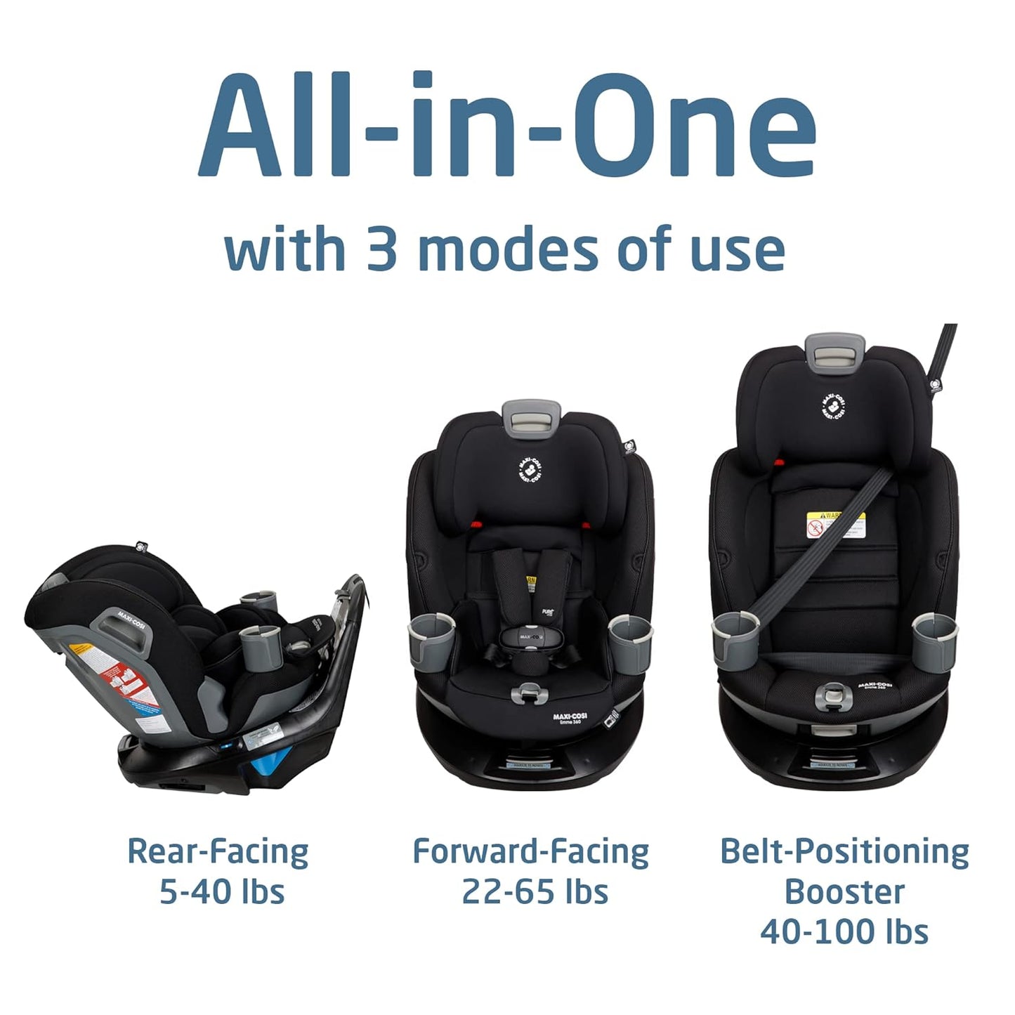 Maxi-Cosi Emme 360 Rotating Convertible Car Seat - Midnight Black