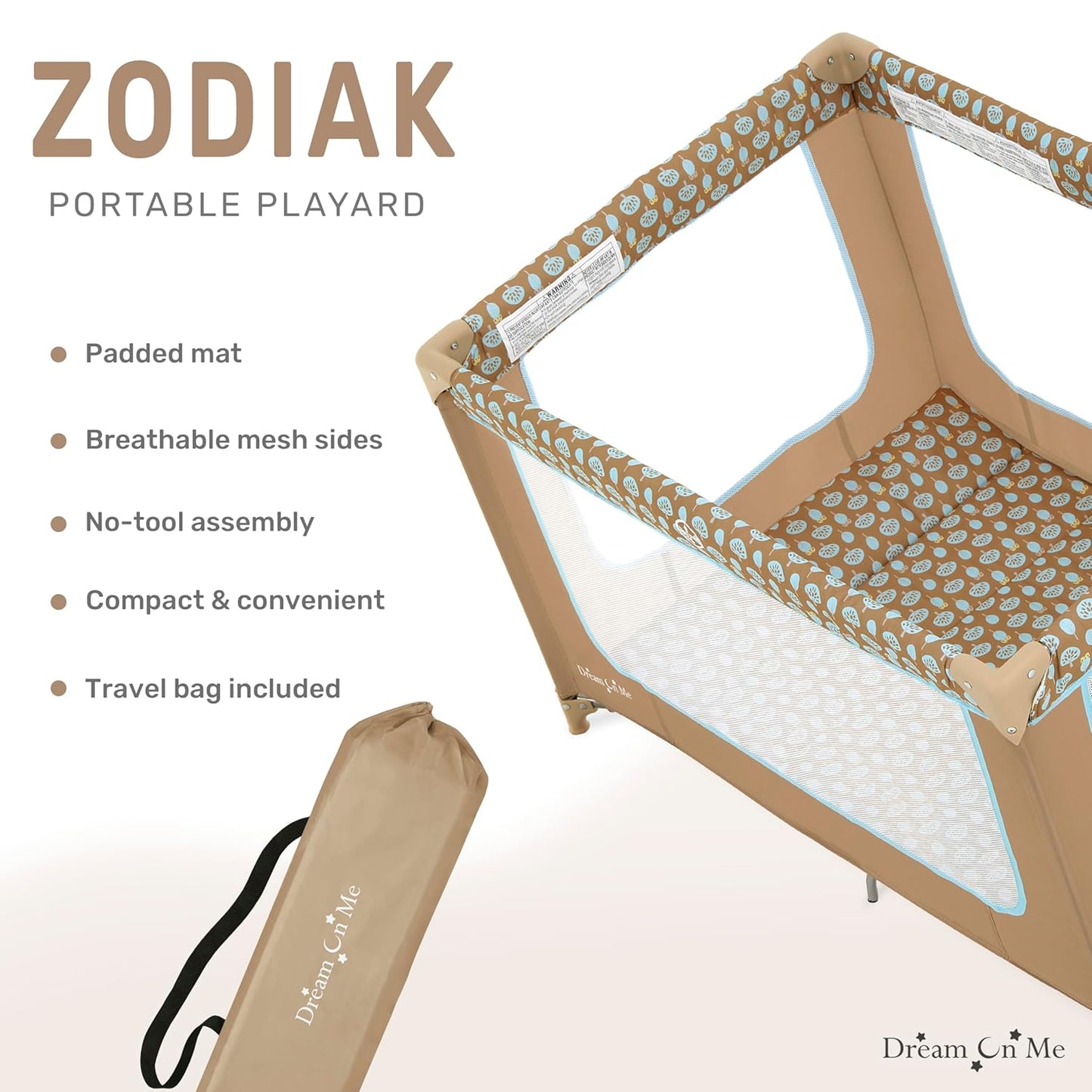 Dream On Me Zodiak Portable Playard - Coffee/Blue (Gently Used)
