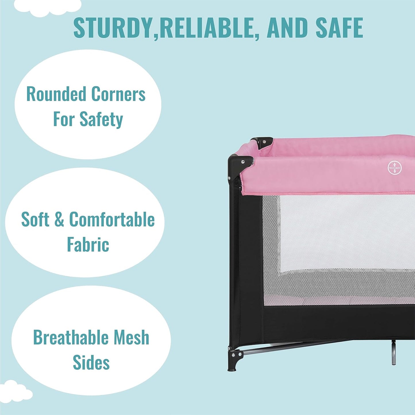 Dream On Me Zazzy Portable Playard with Bassinet - Pink (Gently Used)