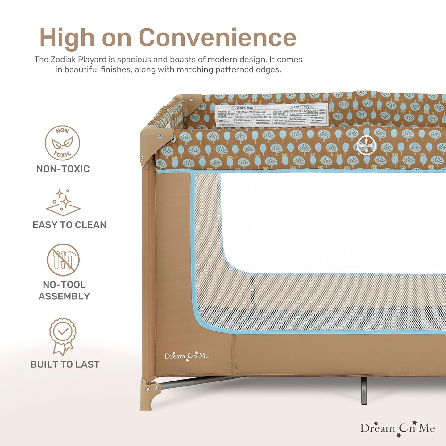 Dream On Me Zodiak Portable Playard - Coffee/Blue (Gently Used)
