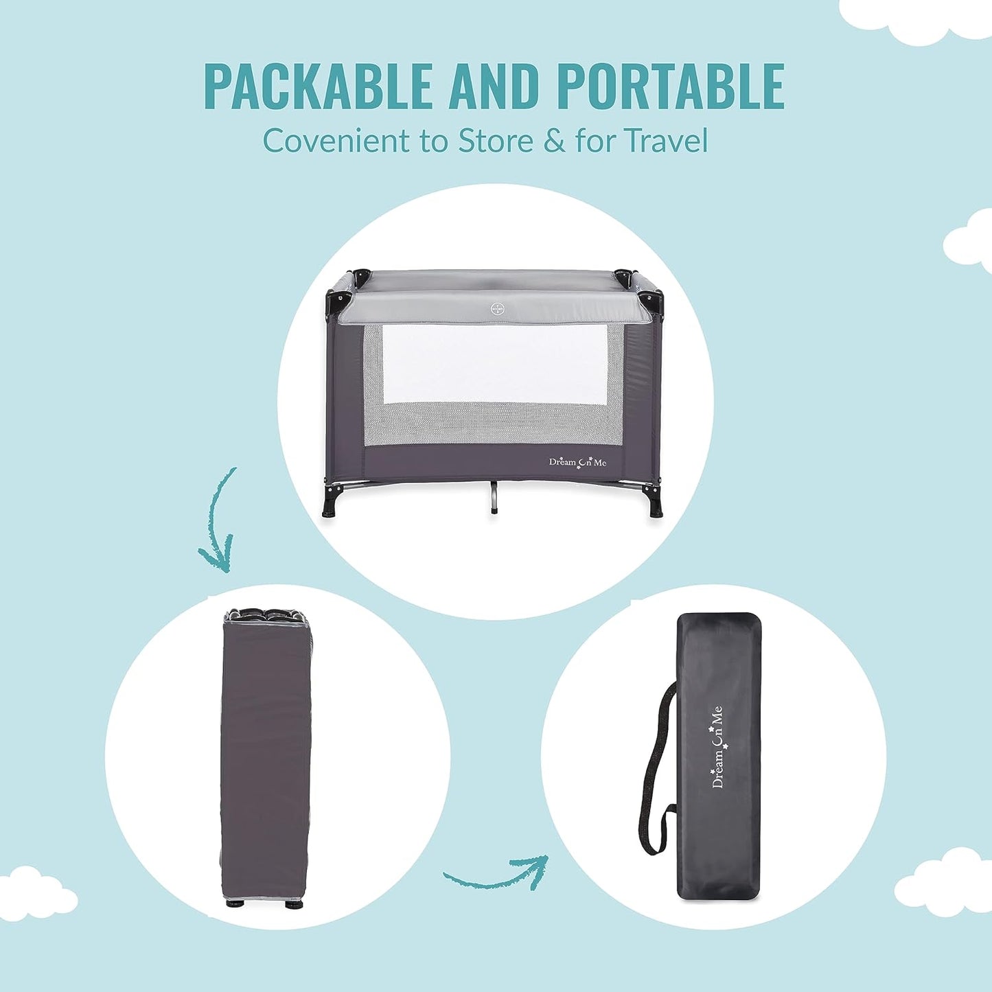 Dream On Me Nest Portable Playard - Grey (Gently Used)