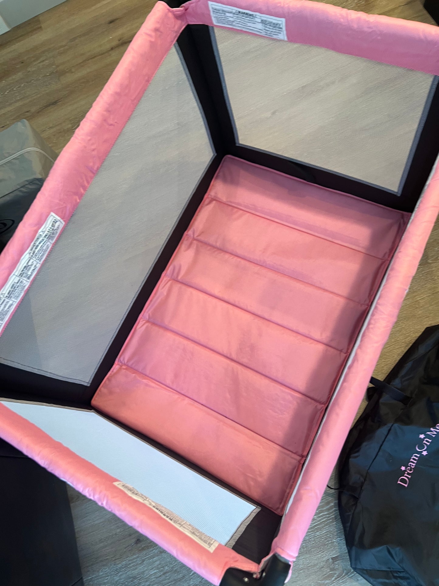 Dream On Me Zazzy Portable Playard with Bassinet - Pink (Gently Used)