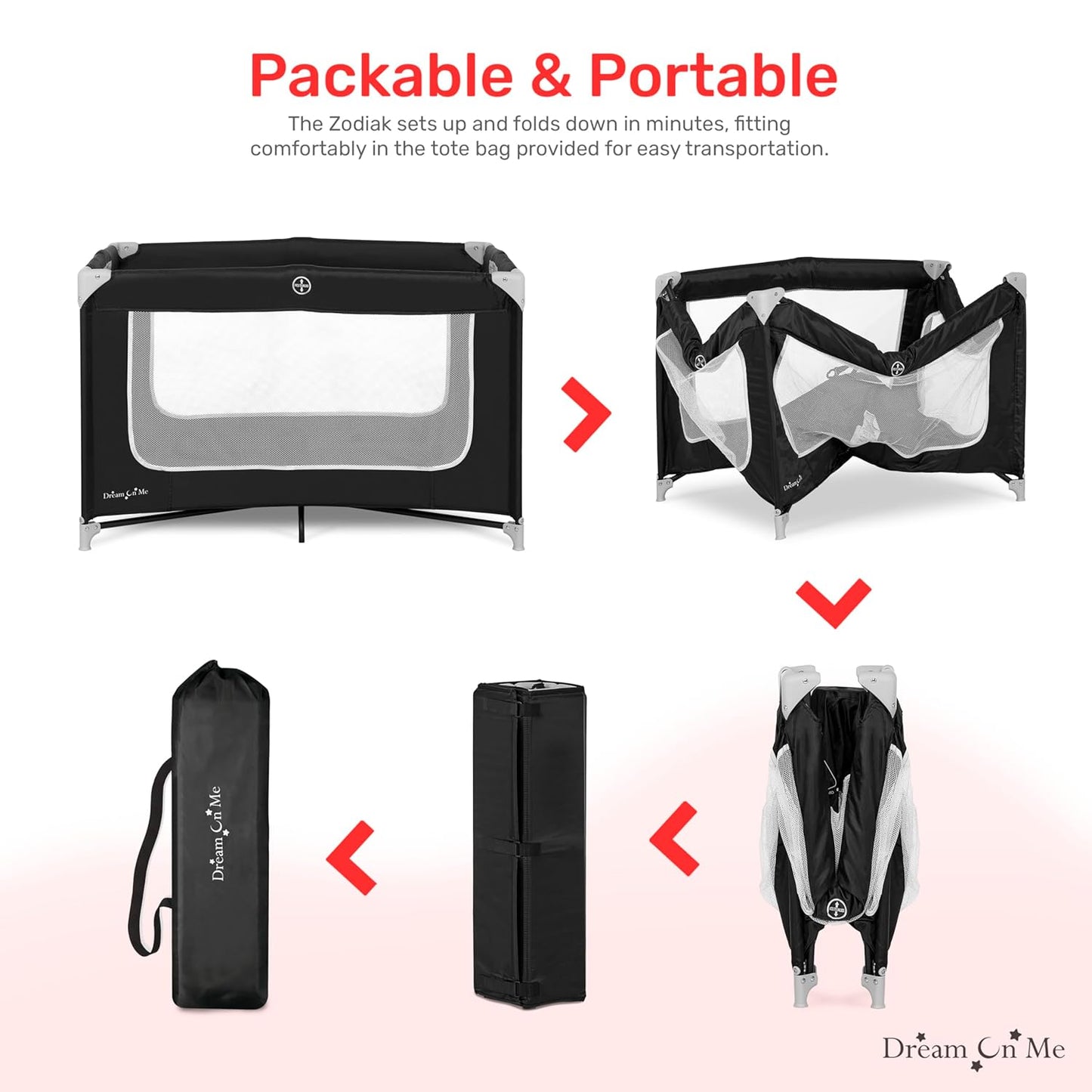 Dream On Me Zodiak Portable Playard - Black (Gently Used)