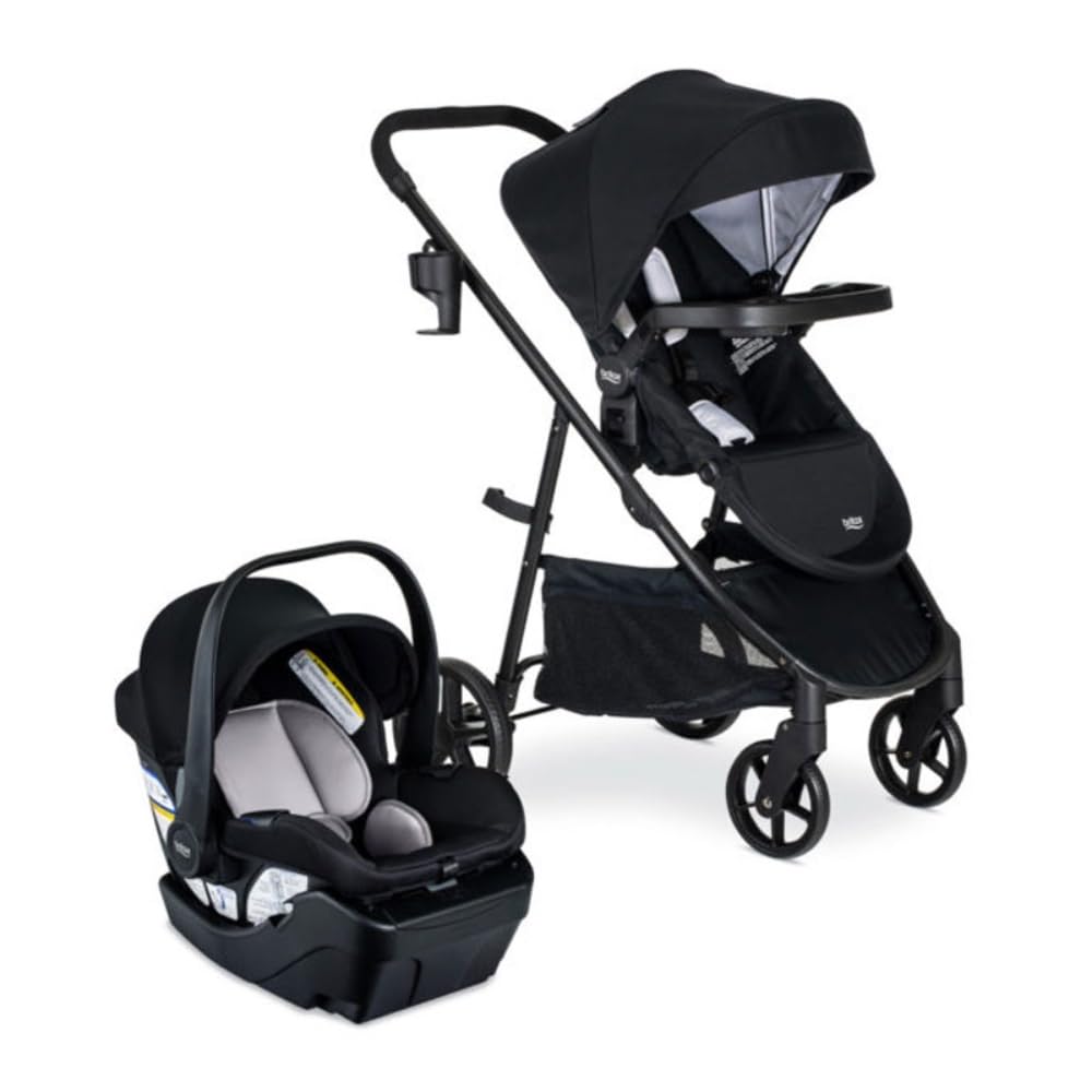 Britax Willow Brook Baby Travel System Baby Stroller and Car Seat - Onyx Glacier