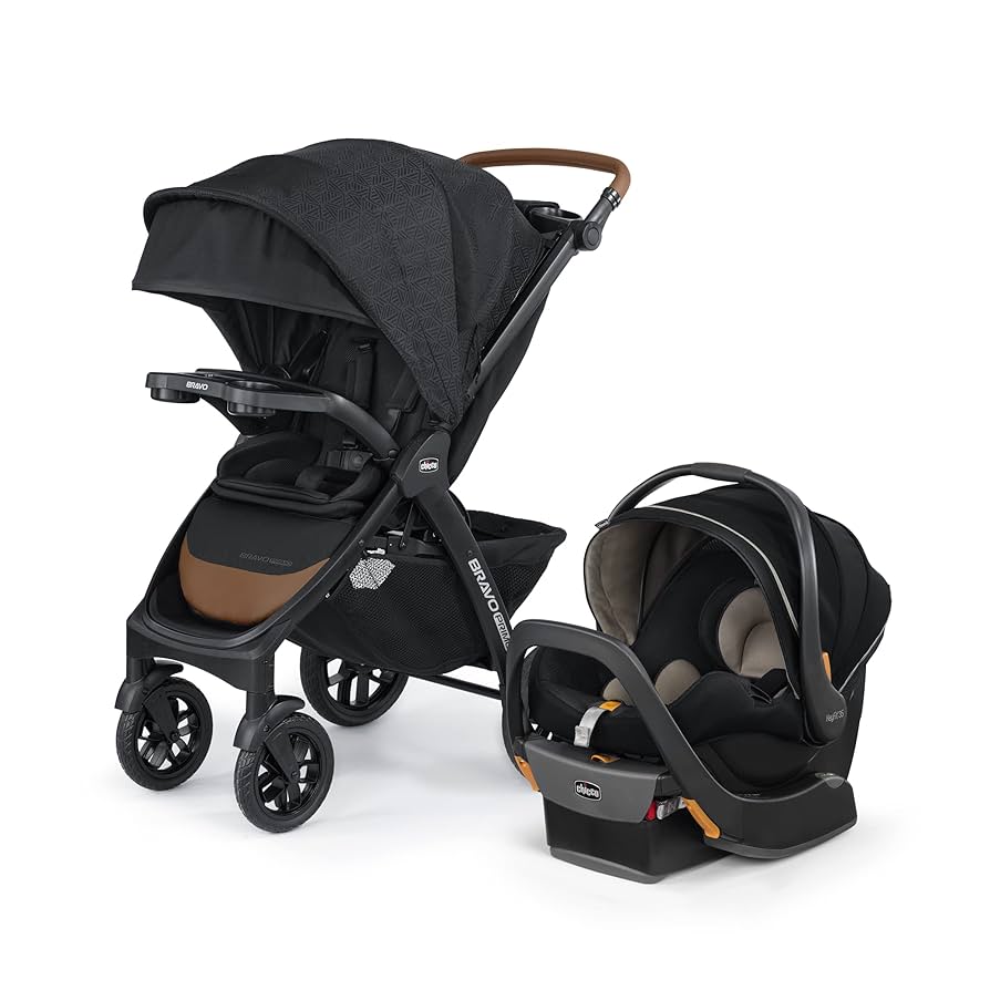 Chicco Bravo Primo Trio Travel System Baby Stroller and Car Seat - Springhill/Black