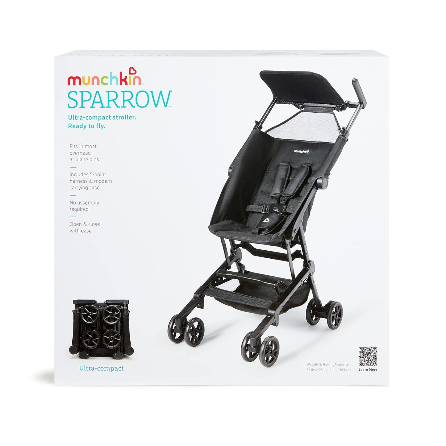 Munchkin Sparrow Travel Ultra Compact Baby Stroller - Black (Gently Used)