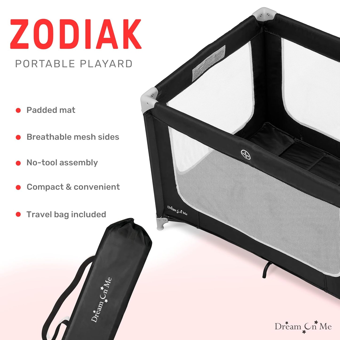Dream On Me Zodiak Portable Playard - Black (Gently Used)