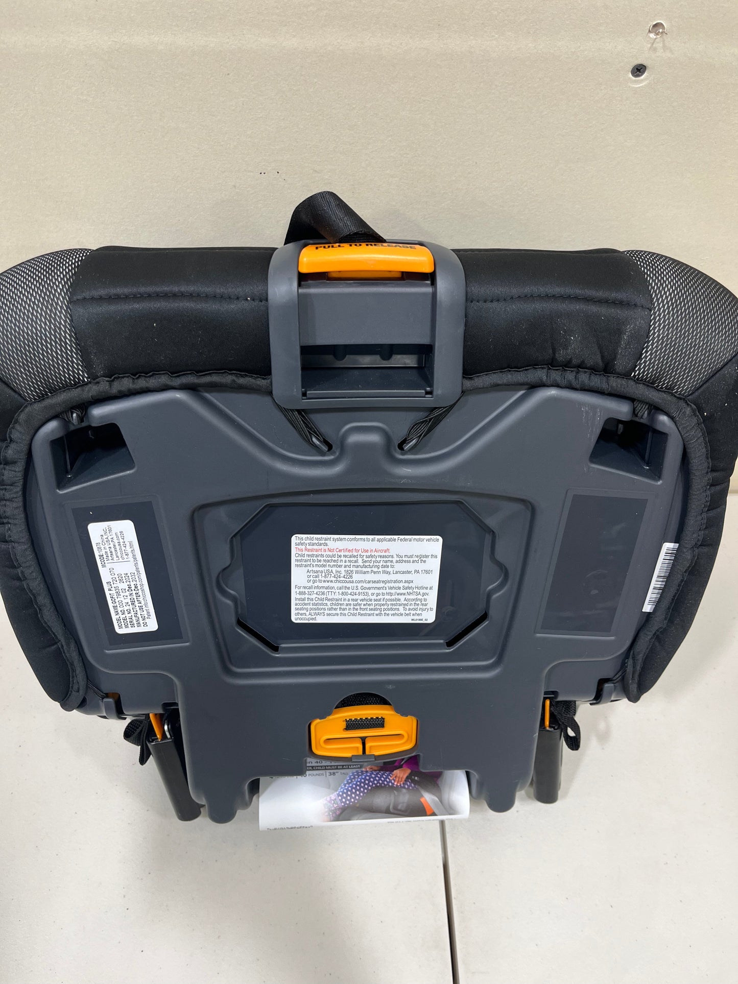 Chicco GoFit Plus Backless Booster Car Seat with Latch - Iron (Gently Used)