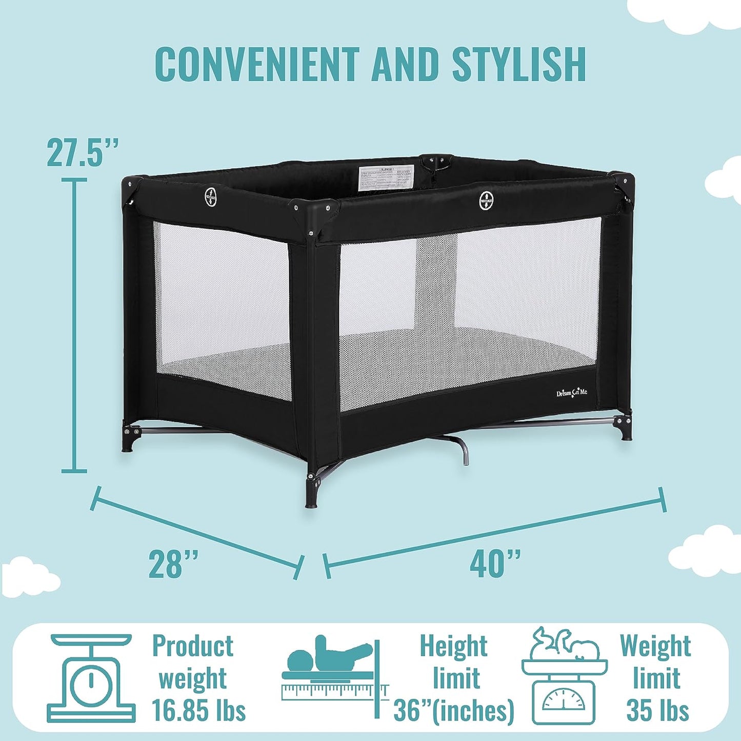 Dream On Me Nest Portable Playard - Black (Gently Used)