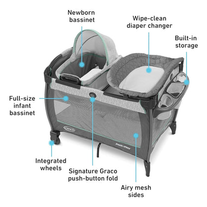 Graco Pack 'n Play Close2Baby Bassinet & Playard- Derby (Gently Used)