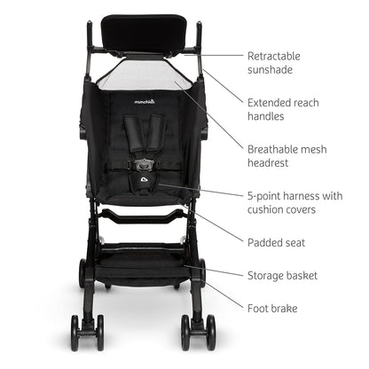 Munchkin Sparrow Travel Ultra Compact Baby Stroller - Black (Gently Used)