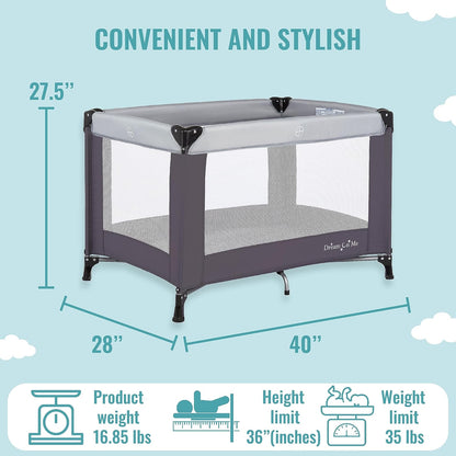 Dream On Me Nest Portable Playard - Grey (Gently Used)