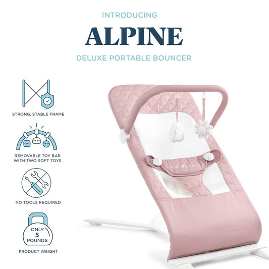 Baby Delight Alpine Deluxe Portable Baby Bouncer - Organic Rose