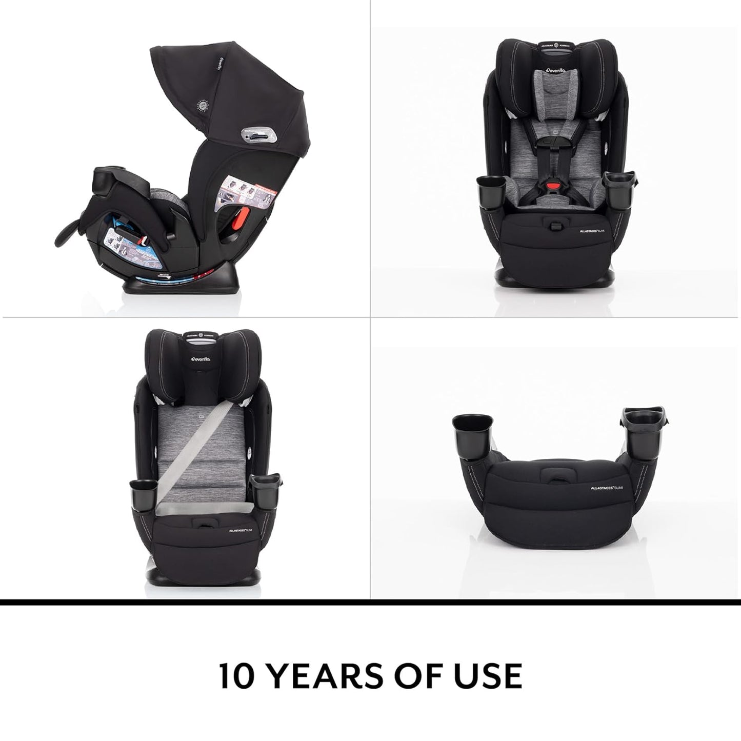 Evenflo All4Stages Slim Plus Canopy 4-in-1 Convertible Car Seat - Baker Gray