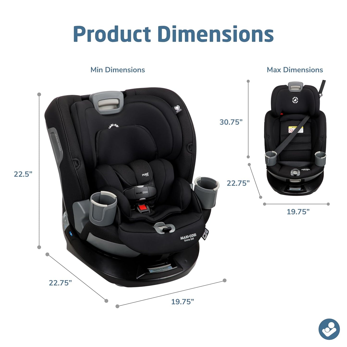 Maxi-Cosi Emme 360 Rotating Convertible Car Seat - Midnight Black