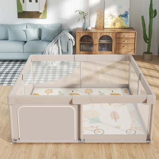 Mloong Baby Extra Large Playpen with Mat - 59x59