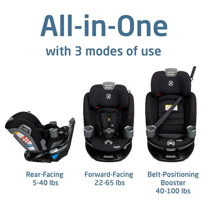 Maxi-Cosi Emme 360 Rotating Convertible Car Seat - Midnight Black
