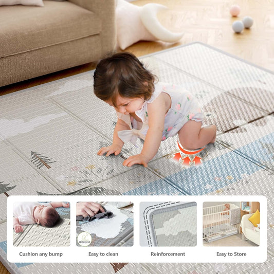 Fodoss Baby Playpen & Playard with Mat - Dark Gray