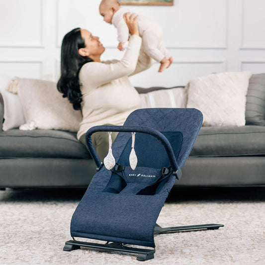 Baby Delight Alpine Deluxe Portable Bouncer - Quilted Indigo (Gently Used)