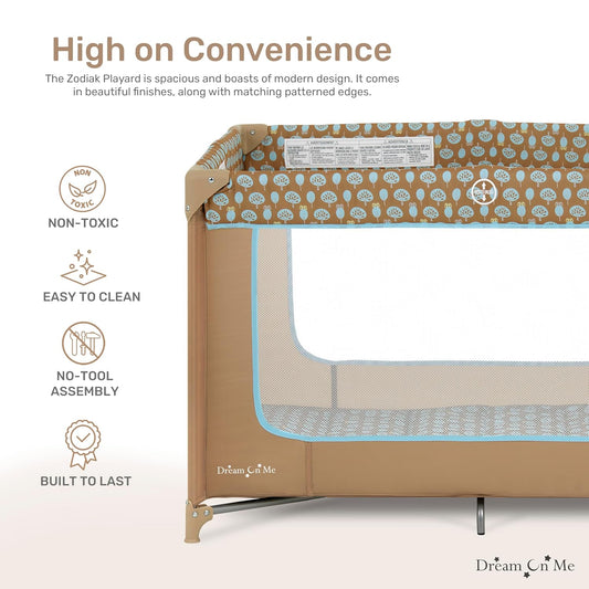 Dream On Me Zodiak Portable Playard - Coffee/Blue (Gently Used)