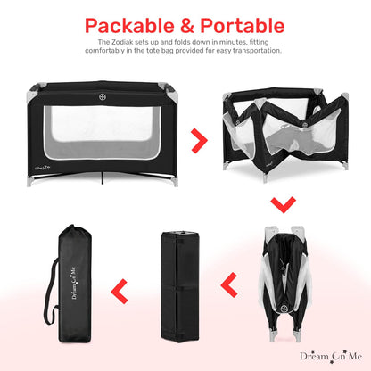 Dream On Me Zodiak Portable Playard - Black (Gently Used)