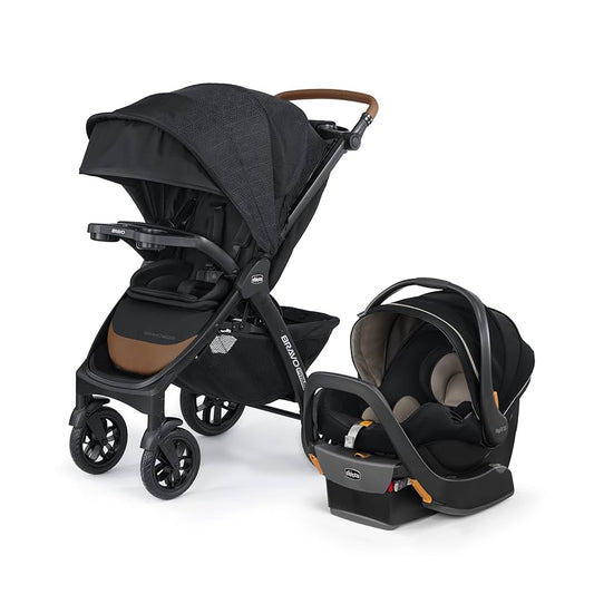 Chicco Bravo Primo Trio Travel System Baby Stroller and Car Seat - Springhill/Black